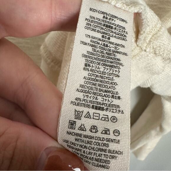 We The Free Cream Boat Neck Button Up Cotton Blend Knit Thermal Size Medium - Picture 10 of 10